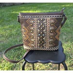 ugg purse leather  tribal pattern crossbody with strap